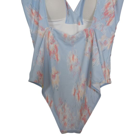 Summersalt One-Piece Women's Swimsuit 8 Abstract Pastel V-Neck Waist Tie Lined - Picture 7 of 16